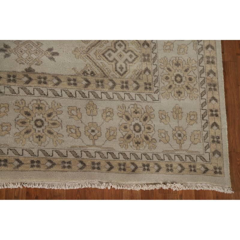 Transitional Oushak Area Rug Hand-Knotted Oriental Wool Carpet - 9'0"x 11'11"