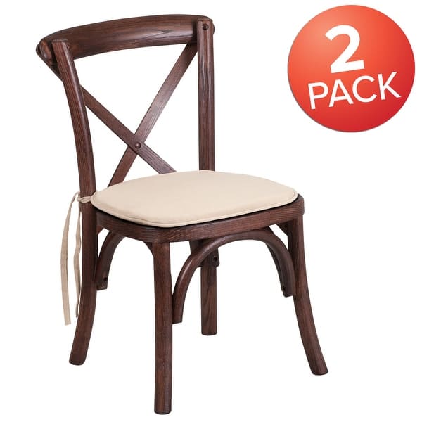 Shop 2pk Stackable Kids Mahogany Wood Cross Back Chair Cushion Kids Dining Chair Overstock 18104336
