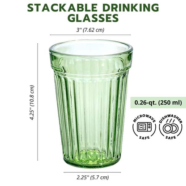 dimension image slide 3 of 6, STP Goods Pastel Collection Faceted Drinking Glasses Set of 4 - 8.3 fl oz