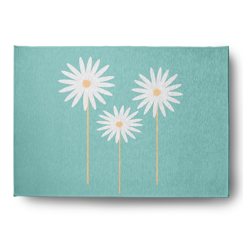 Floral Print Spring Chenille Indoor/Outdoor Rug - Light Blue - 5' x 7'