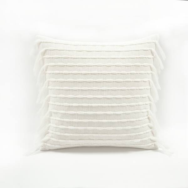slide 2 of 27, Lush Decor Linear Cotton Tassel Decorative Pillow Cover White