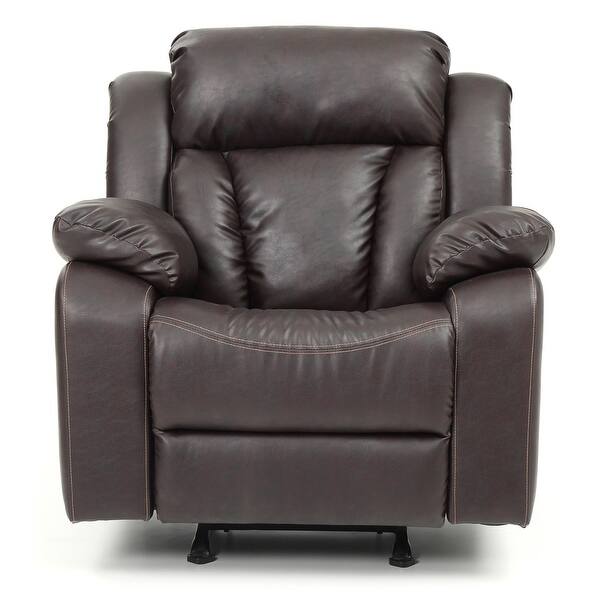 slide 2 of 4, Faux Leather Upholstered Reclining Chair with Padded Arms - 41" - Dark Brown