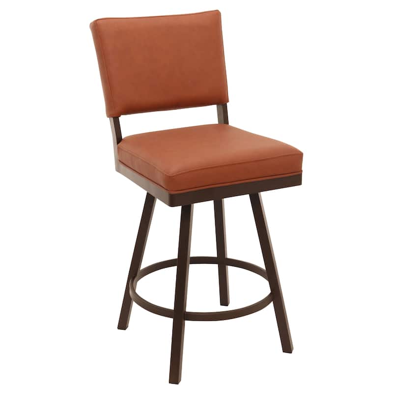 Tempo Furniture Emerson Swivel 26" Counterstool w/ Fully Welded Metal Frame (Commercial Grade) by Furnish Theory (Var. Colors) - Molten Bronze & Saddle Brown