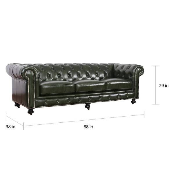 Abbyson Virginia Green Waxed Leather Chesterfield Sofa On Sale Overstock 18107892 Couch dog bed for comfortable. abbyson