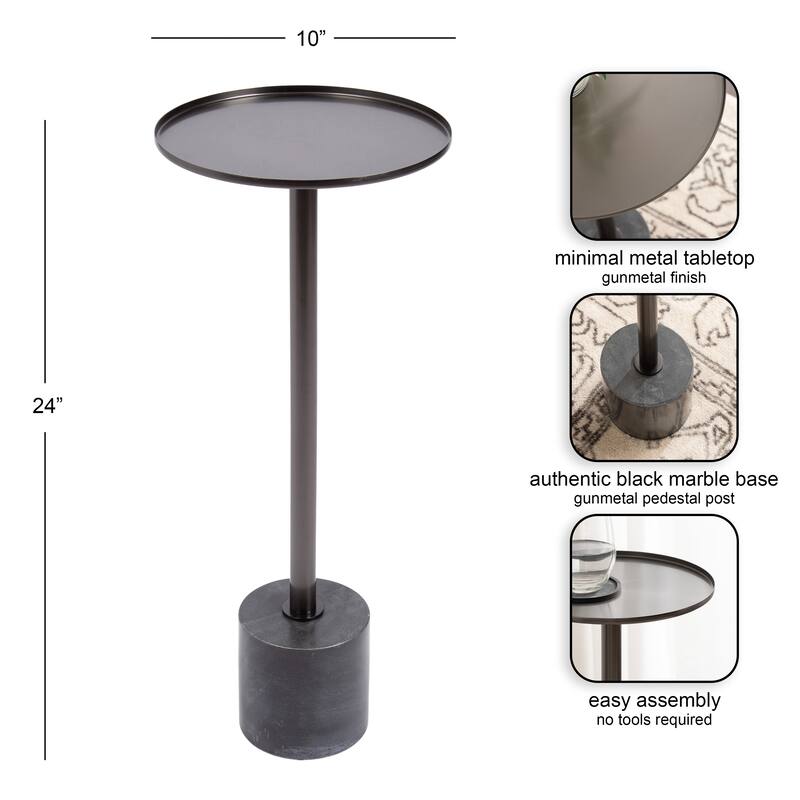 Kate and Laurel Vanora Metal and Marble Drink Table
