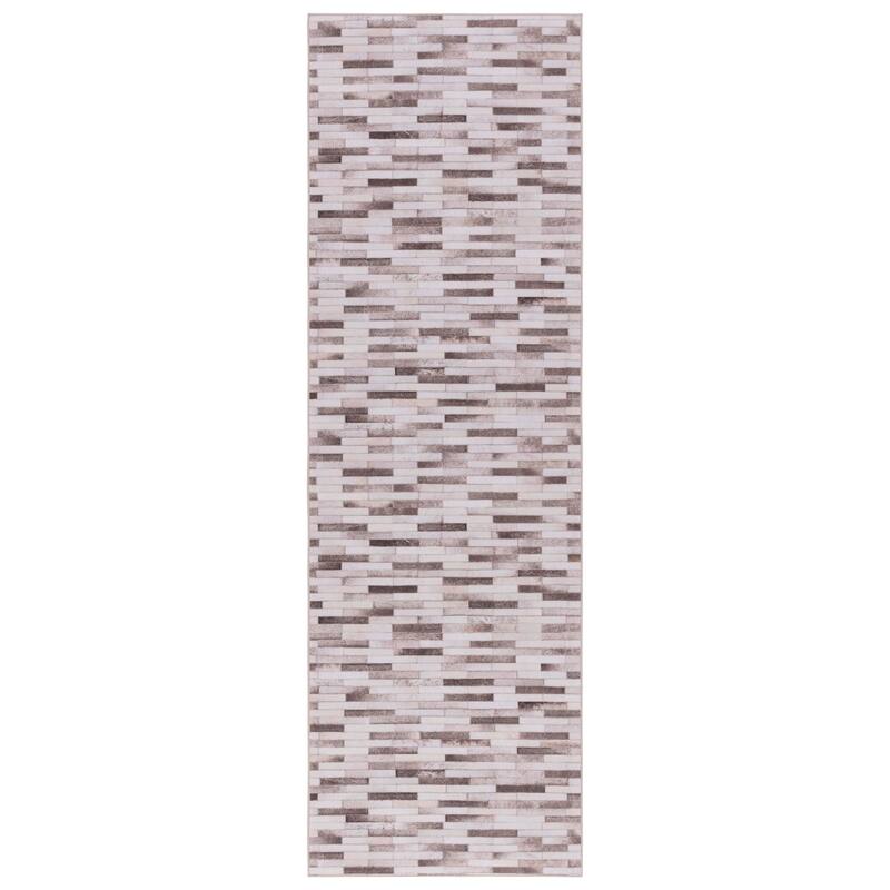 SAFAVIEH Faux Hide Machine Washable Slip Resistant Nieve Modern - 2' 6" x 8' - Beige/Brown - Runner