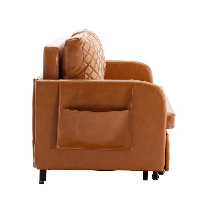 Modern Velvet Loveseat Couch with Pull Out Bed