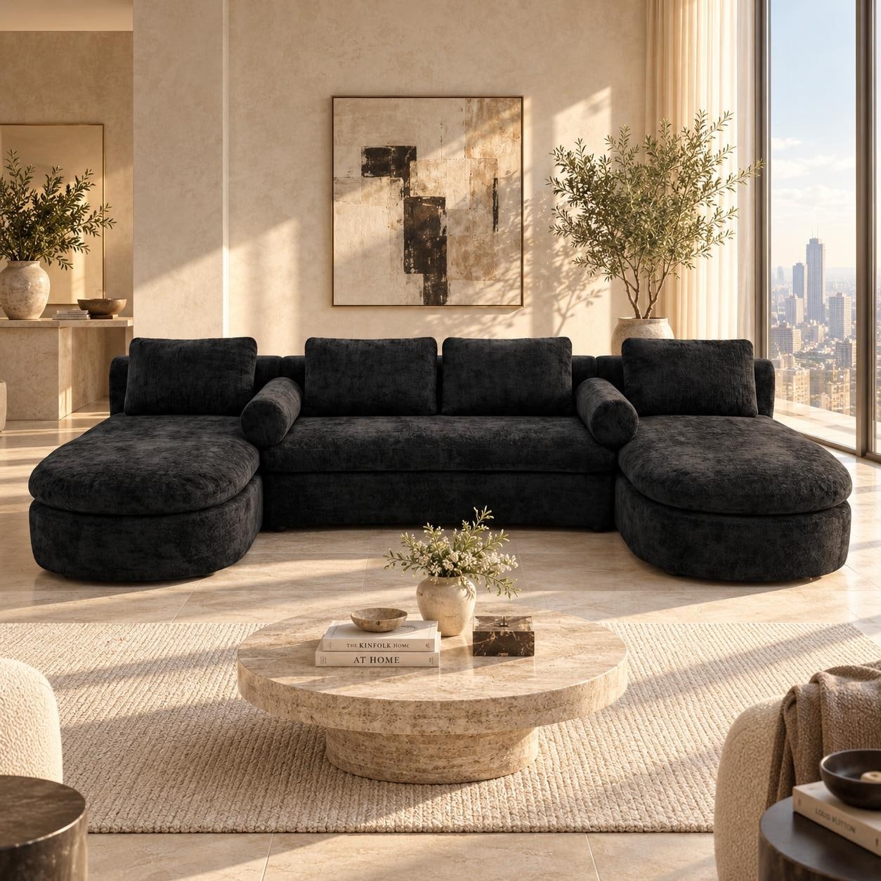 157.5" Oversized U-Shaped Sectional Sofa with Double Chaise, Extra Large Deep Seat Cloud Couch, No Assembly Compressed Sofa