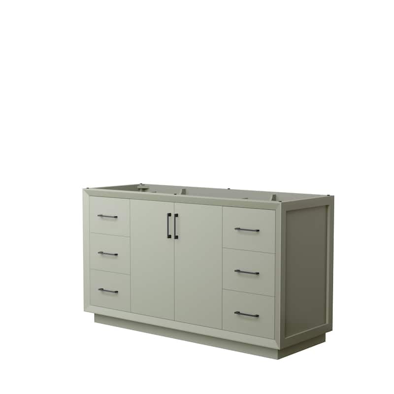 Strada 60-Inch Single Vanity Cabinet - Light Green, Matte Black Trim, No Top