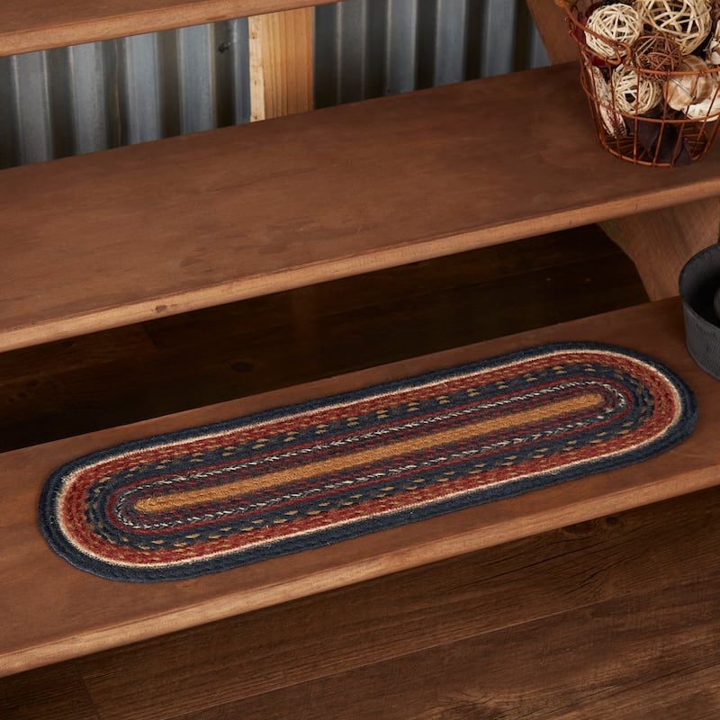 Stratton Stair Tread Jute Oval - 8.5x27 - 8.5x27 - Copper/Ruby/Navy