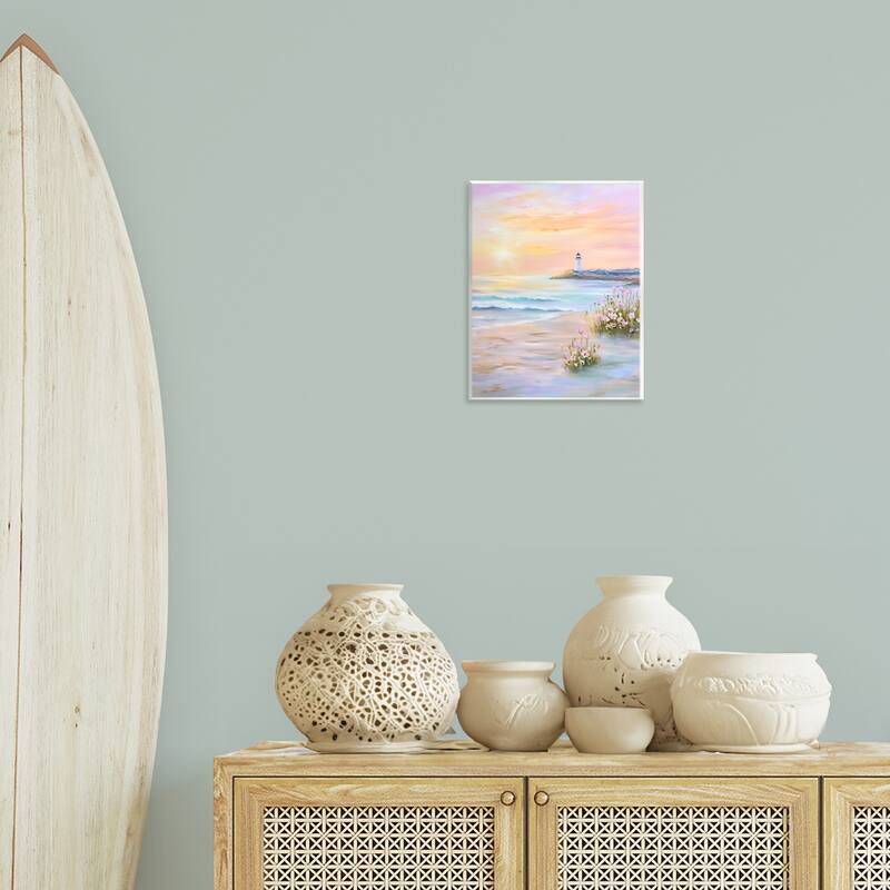 Stupell Warm Sunrise with Distant Lighthouse Wall Plaque Art Design By Arlington Prints