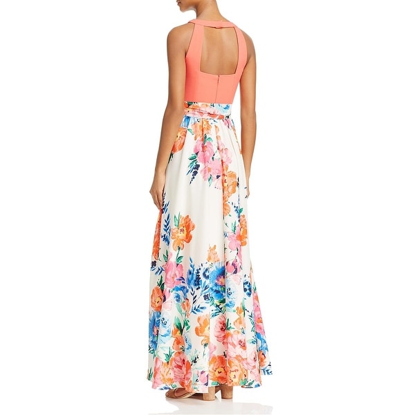 eliza j floral print halter maxi dress