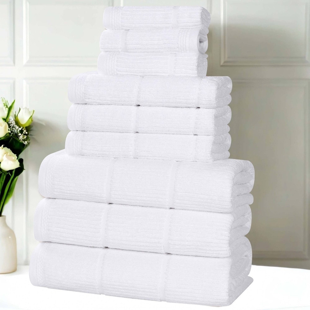 Superior Milo Smart Twist Cotton Viscose Blend 9-Piece Towel Set Ultra Soft, Highly Absorbent, Quick Dry Bath Towels