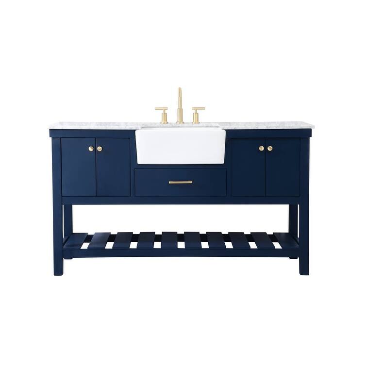 Elegant Lighting VF60160 Clement 60" Free Standing Single Basin Vanity - Blue - Painted