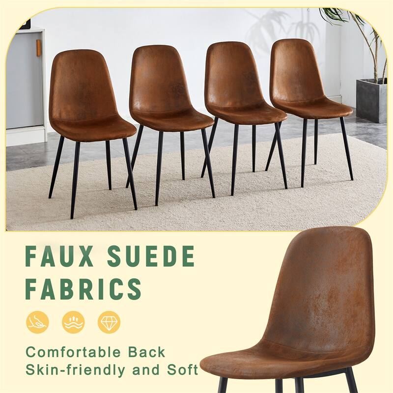 Dining Chairs,Suede Backrest and Metal Legs Combined Chairs,4 PCS