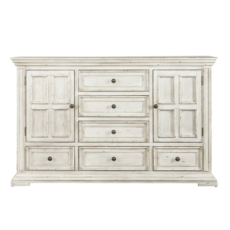 Big Valley Whitestone Distressed 2 Door 6 Drawer Dresser