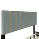 preview thumbnail 12 of 12, Upholstered Frame Platform Queen Size Bed with 2 Drawers, Pull-out Trundle and Classic Metal Strip Headboard Design Wingback Bed