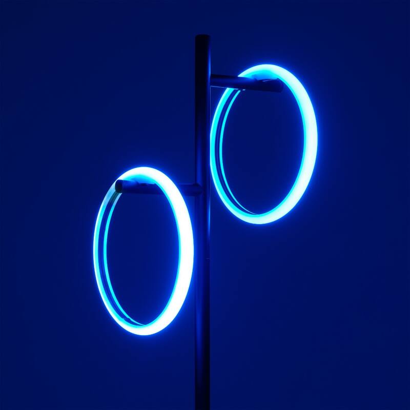 Brightech Saturn 21 in. Classic Black Industrial Integrated LED Desk Table Lamp with Built-In Color Changing Function