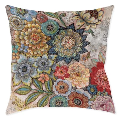Boho Bouquet Indoor Woven Decorative Pillow