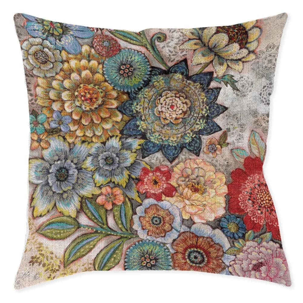 Boho Bouquet Indoor Woven Decorative Pillow