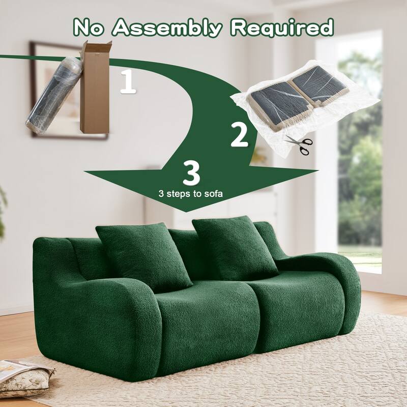 Anmytek Plush Cozy Teddy Fabric Boneless Sofa Anti-Slip Streamlined Design No-Assembly