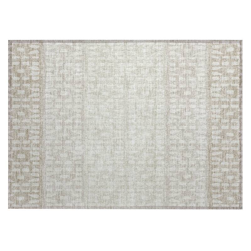 Machine Washable Indoor/ Outdoor Stripe Geo Chantille Rug