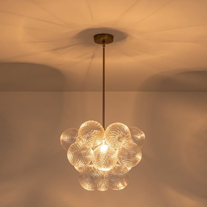 Glam Single-light Dining Room Glass Globe Bubble Chandelier - N/A