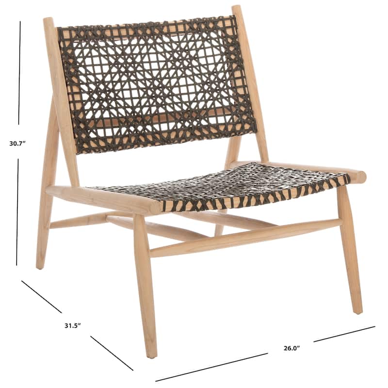SAFAVIEH Bandelier Open Leather Weave Squared Accent Chair. - 26" W x 32" D x 31" H