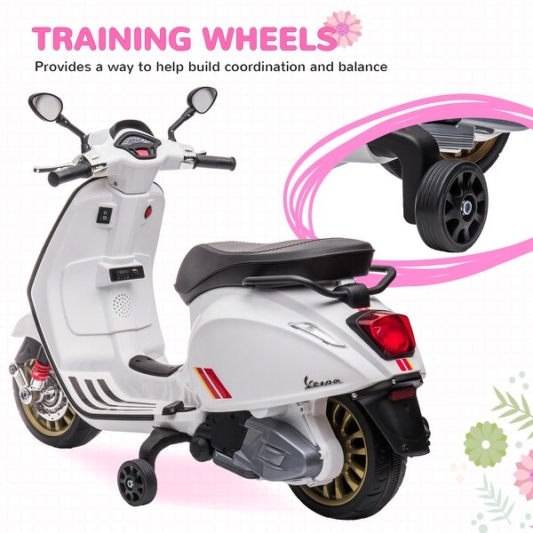 Vespa Licensed 6V Electric Motorcycle for Kids with Training