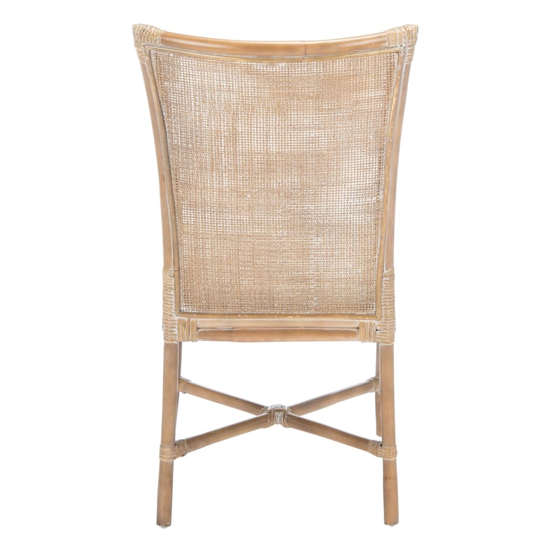 SAFAVIEH Paula Greywhitewash/White Rattan Accent Chair with Cushion - 18.1" W x 21.7" L x 35.4" H - 18Wx22Dx35H