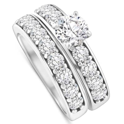 3Ct TW Diamond Engagement & Wedding Ring Set White or Yellow Gold
