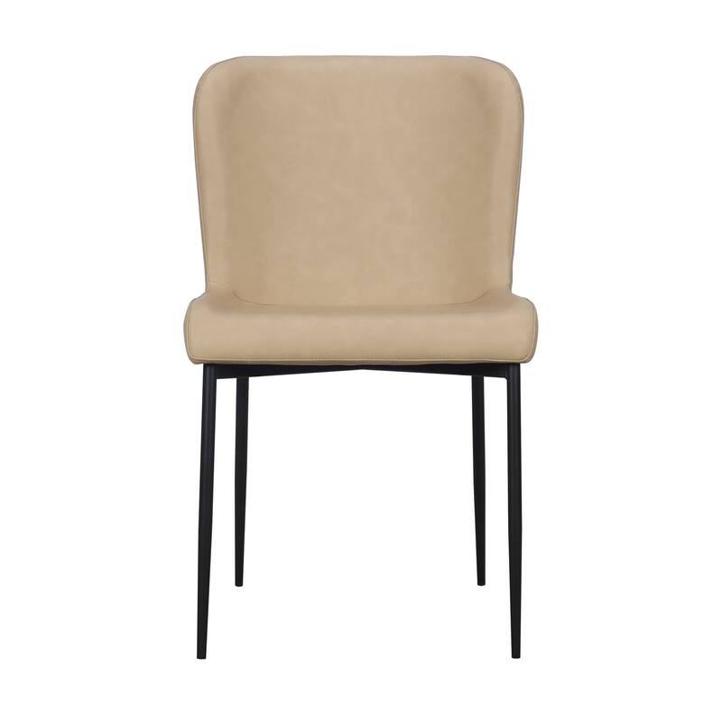 Dining Chair with PU Seat and Black Metal legs