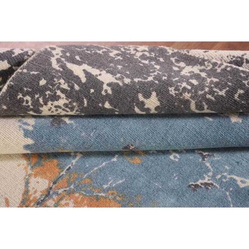 Nature Print Abstract Modern Area Rug Handmade Wool Carpet - 5'3"x 7'7"