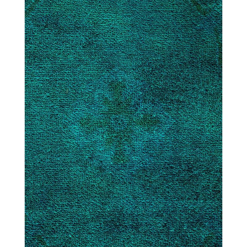Overton Hand Knotted Wool Vintage Inspired Modern Contemporary Overdyed Green Area Rug - 6' 0" x 9' 4"