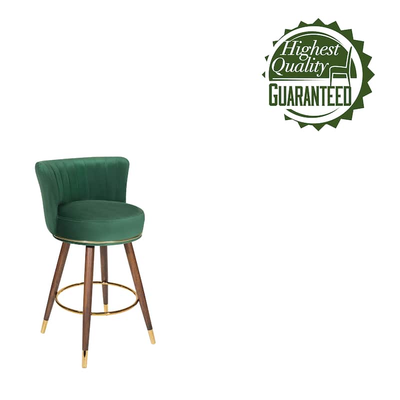 Porthos Home Pedra Swivel Bar Stools Set of 2, Velvet, Rubberwood Legs