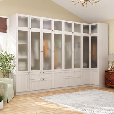 Modular Modern Glass Door Wardrobe:Storage Closet Solution Armoire