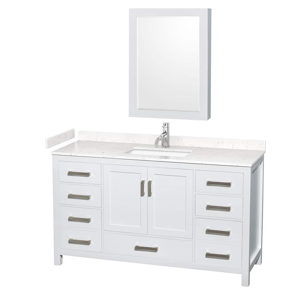 Wyndham Collection Sheffield 60" Single Bathroom Vanity, Carrara