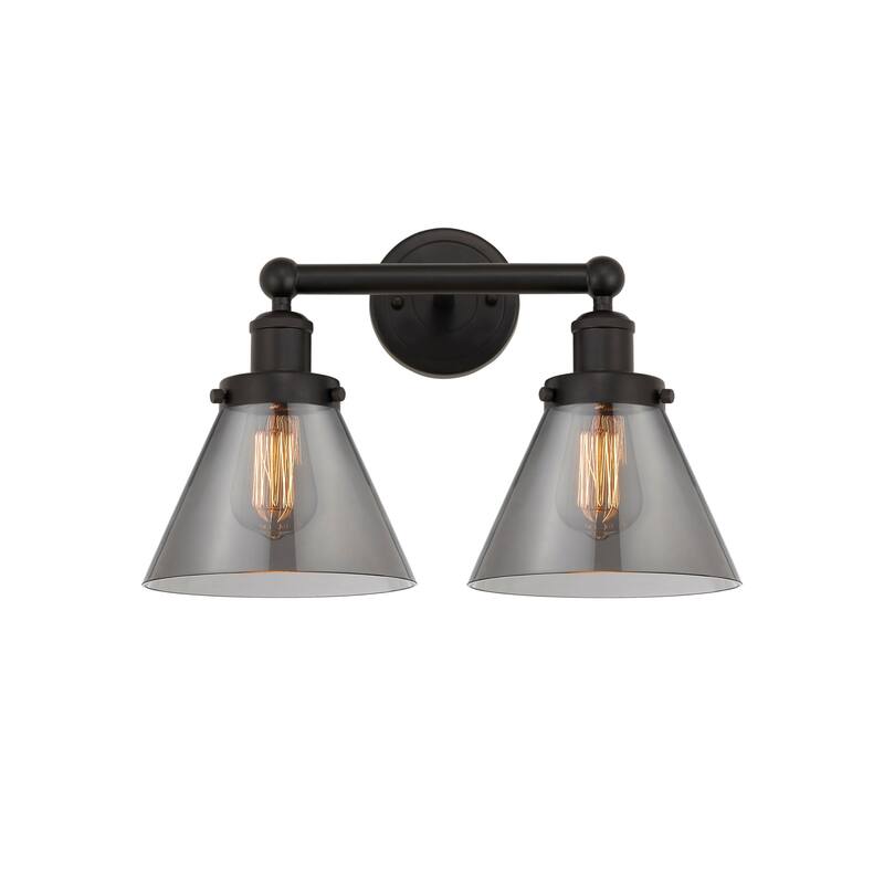 Innovations Lighting 616-2W-10-16-L Cone Vanity Cone 2 Light 16" Wide - Oil Rubbed Bronze / Plated Smoke
