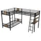 preview thumbnail 9 of 8, Metal Triple Bunk, L-Shaped Bunk Bed with Desk and Shelf