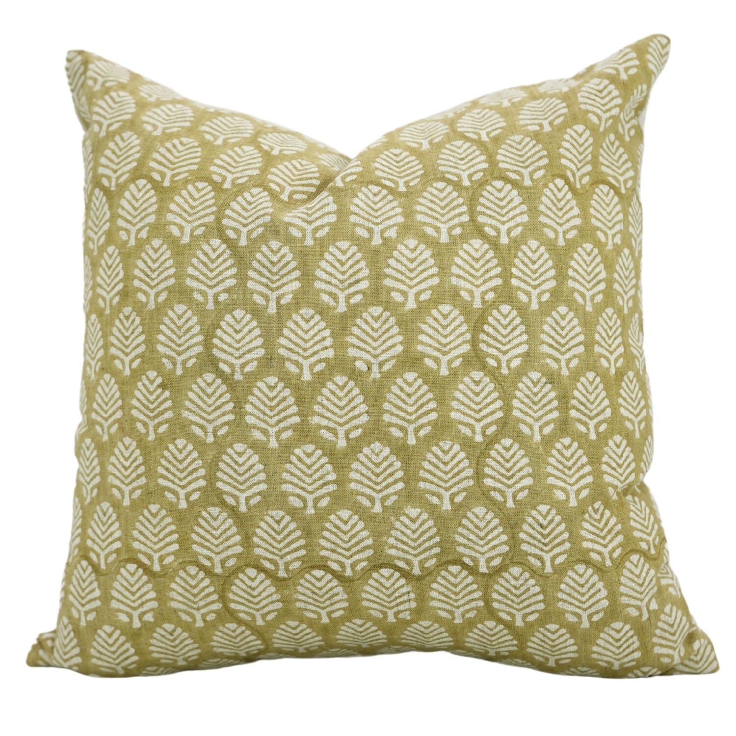 Fabdivine Minimalist Linen Block Print Decorative Pillow Cover Indoor Earth Tone, Sangmarmar