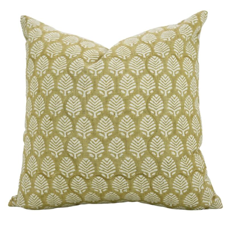 Fabdivine 26x26 Boho Floral or leaf Pattern Cushion Cover for Home Decor Gift Square Viscose Linen Pillowcase, Sangmarmar