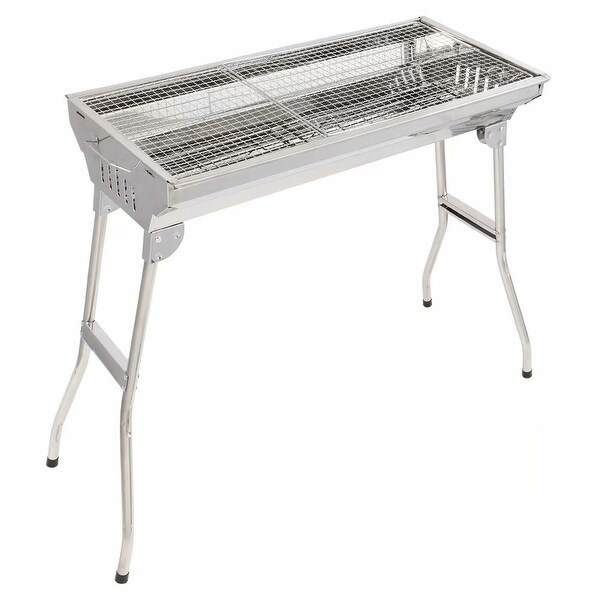 Portable Folding Charcoal BBQ Grill Stainless Steel Camp Picnic Cooker with a Large Non-Stick Cooking Space. Opens flyout.
