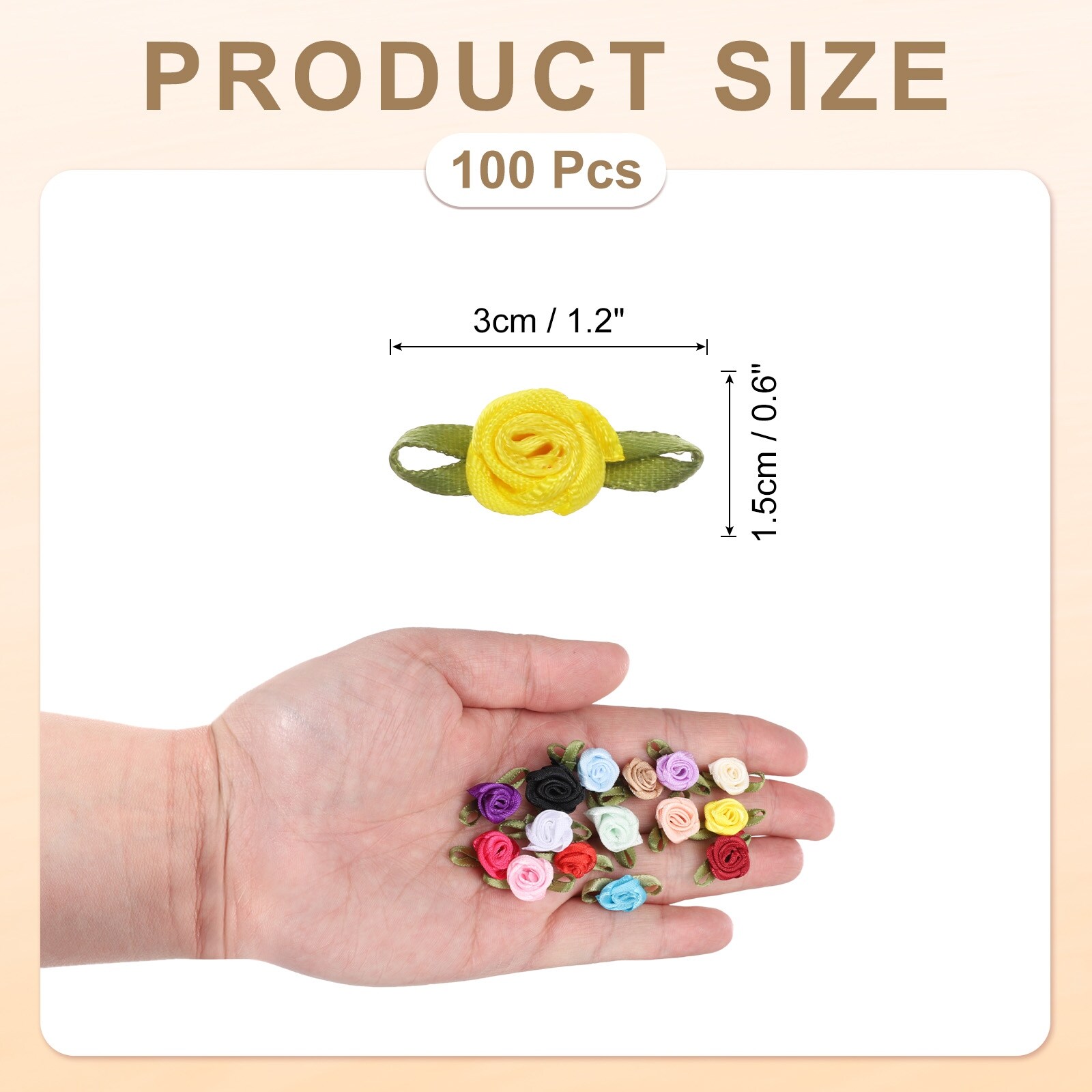 Ribbon Roses Rose for Crafts Little Satin Bows Roses Artificial Flowers - 5/8"x1-3/16"