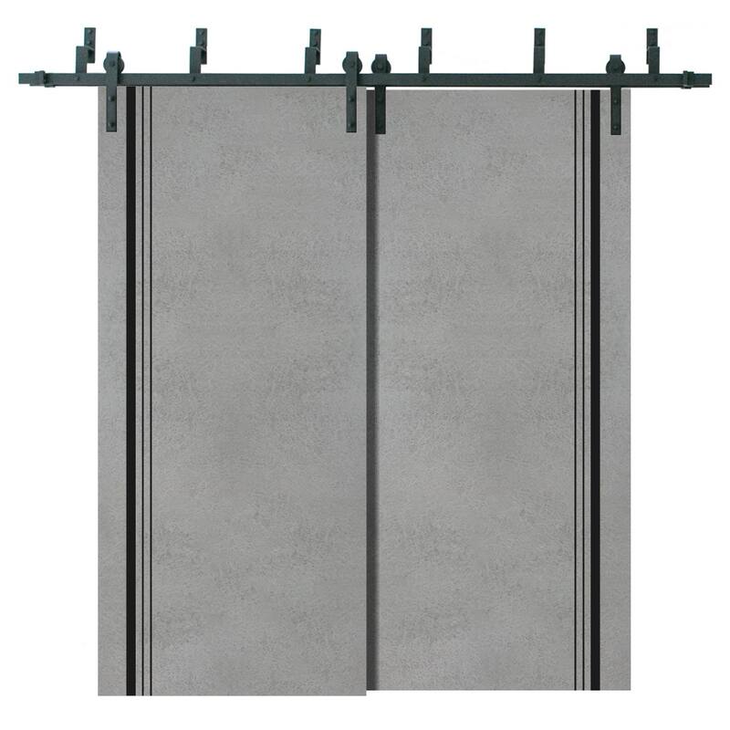 Sturdy Barn Door 36 x 80 Planum 0011 Concrete with 6.6FT - 36" x 84" ( 2* 18x84)