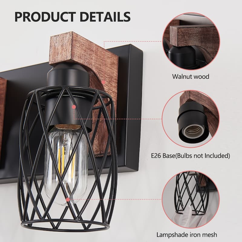 24" Industrial Vintage 4-Light Wall Sconce, Cage Wall Lighting Fixture