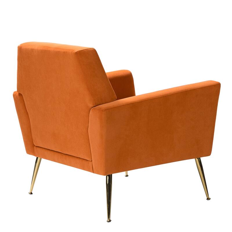 Lilia Contemporary Velvet Upholstered Tufted Back Armchair with Metal Golden legs by HULALA HOME