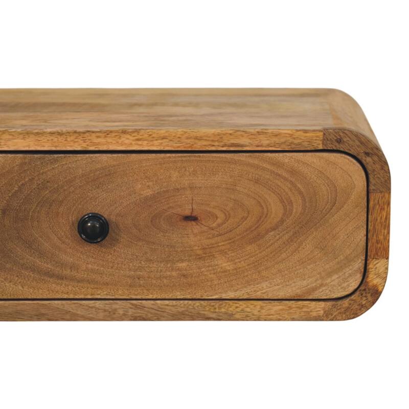 HomeRoots 18" Oak Solid Wood Oval One Drawer Floating Nightstand