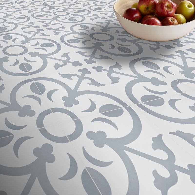 Handmade Nador in White and Grey Tile, Pack of 12 (Morocco)