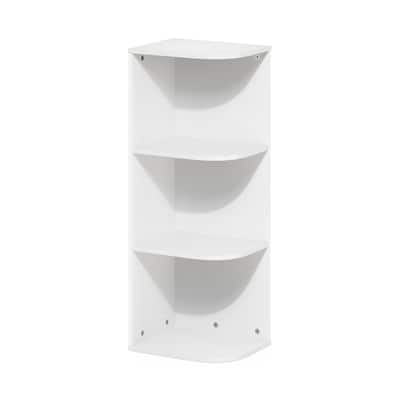 31.5 in. Tall White Wood 3-Shelf Bookcase