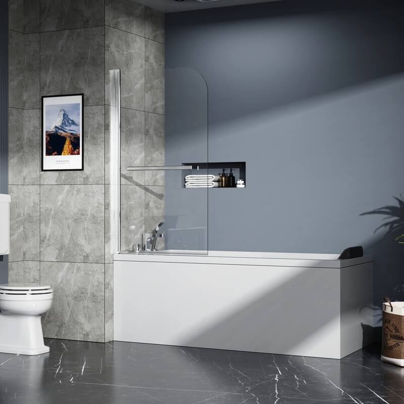 31 in. W x 55 in. H Frameless Fixed Glass Panel Shower Door - Clear
